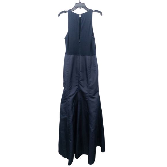 Alfred Sung D737 Jersey Bodice Mikado Trumpet Gown 10 Midnight Blue No Belt - Picture 2 of 6